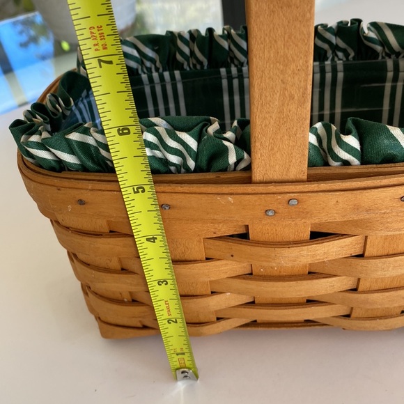 Longaberger Vintage Basket with Green Liner and Protector - Picture 4 of 7